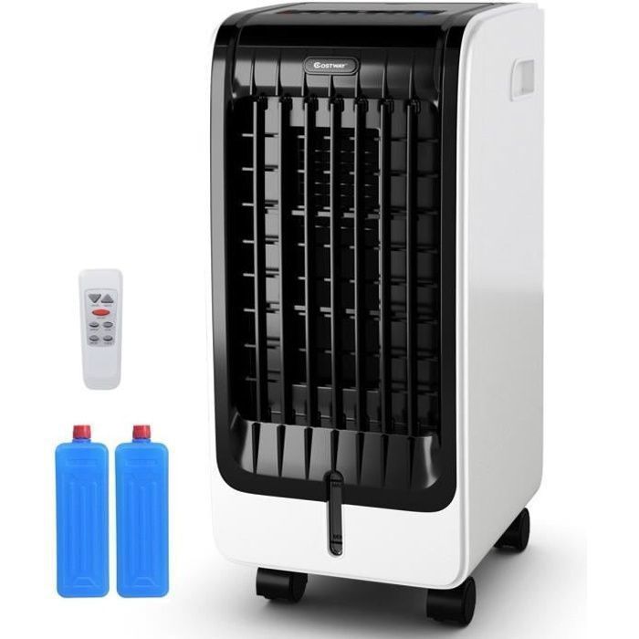 Enfriador de aire COSTWAY 6L 4 en 1 - Aire acondicionado portátil, ventilador de 75W - Control remoto - Temporizador de 8 horas - 3 velocidades - 32x25x57 cm - Pantalla LCD