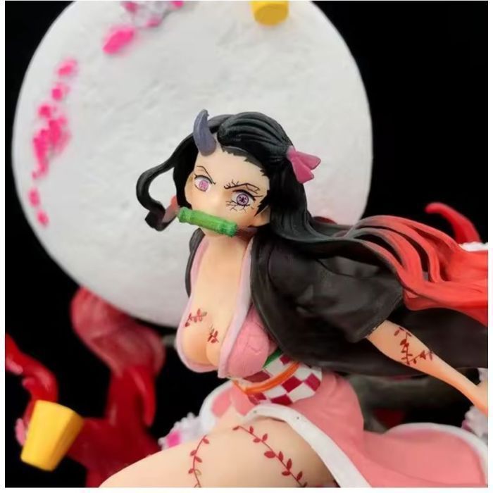Estatueta colecionável da Nezuko em estilo demoníaco, 14 cm – Sem caixa – Decoração de anime de fantasia