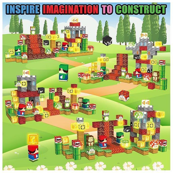 Bloques de construcción magnéticos, juego de 200 bloques cúbicos magnéticos para construir, para niños de 3 a 10 años, juguete sensorial.