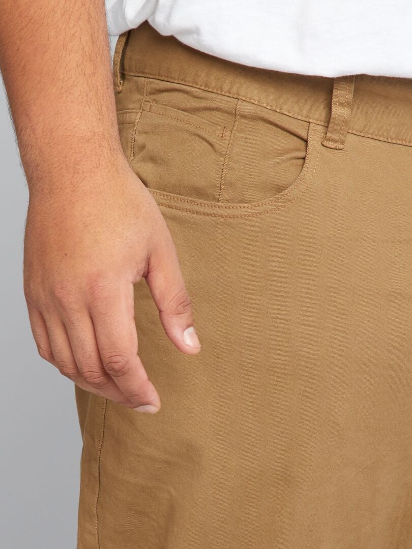 Calça ajustada com 5 bolsos, tamanho L34 - marrom