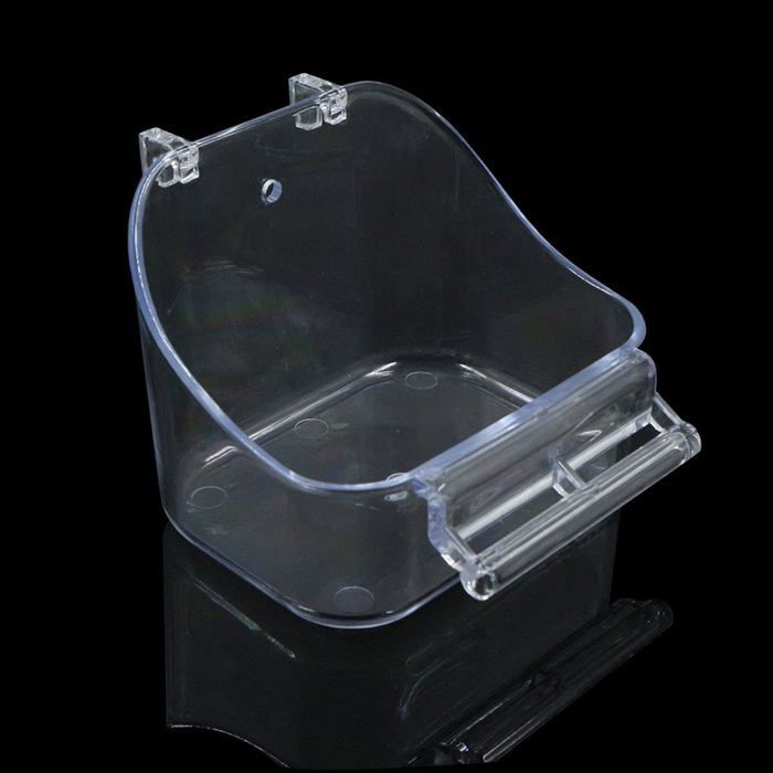 Baño para pájaros, ducha, bañera transparente, herramienta de limpieza para jaula, colgante, loro, periquito, myna, canario. Etiqueta
