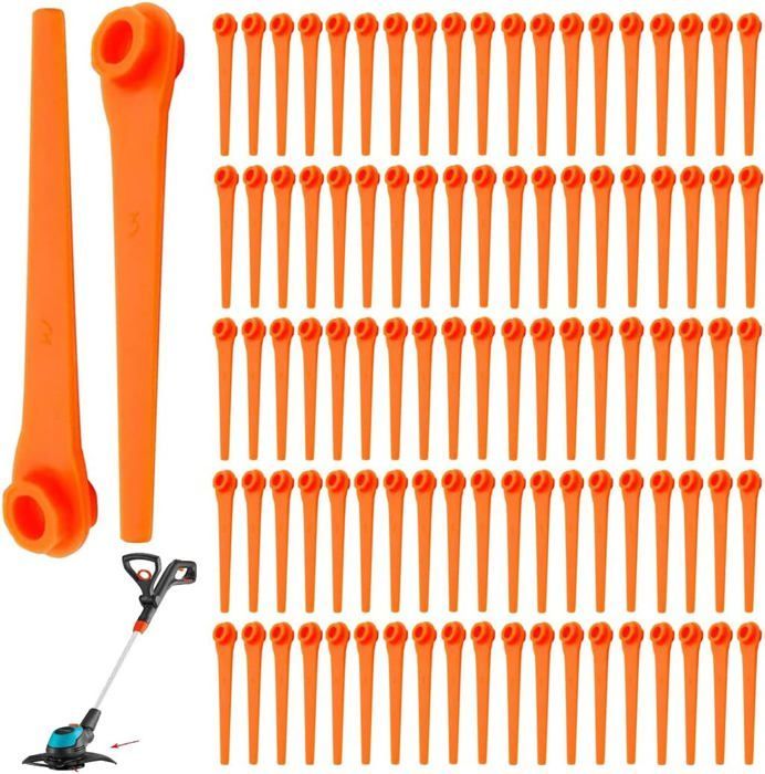 Paquete de 100 cuchillas de 70 mm para desbrozadoras Gardena 9823, 9825, 9820 y 9821.