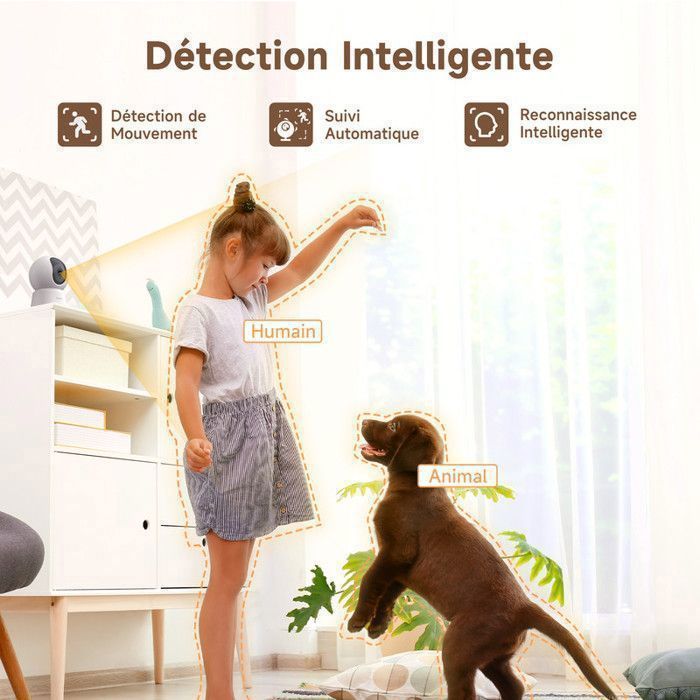 Cámara de seguridad WiFi para interiores ARENTI 3K/5MP, cámaras WiFi de 2.4GHz/5GHz, visión nocturna, cámara para el hogar de 355°, seguimiento automático.