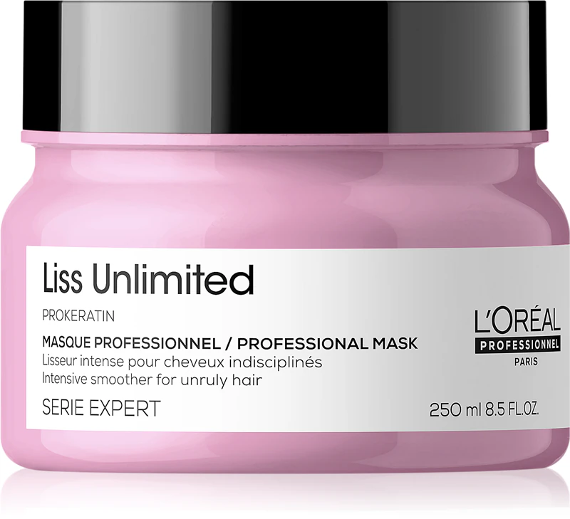 Máscara alisadora L'Oréal Professionnel Serie Expert Liss Unlimited para cabelos difíceis de pentear.