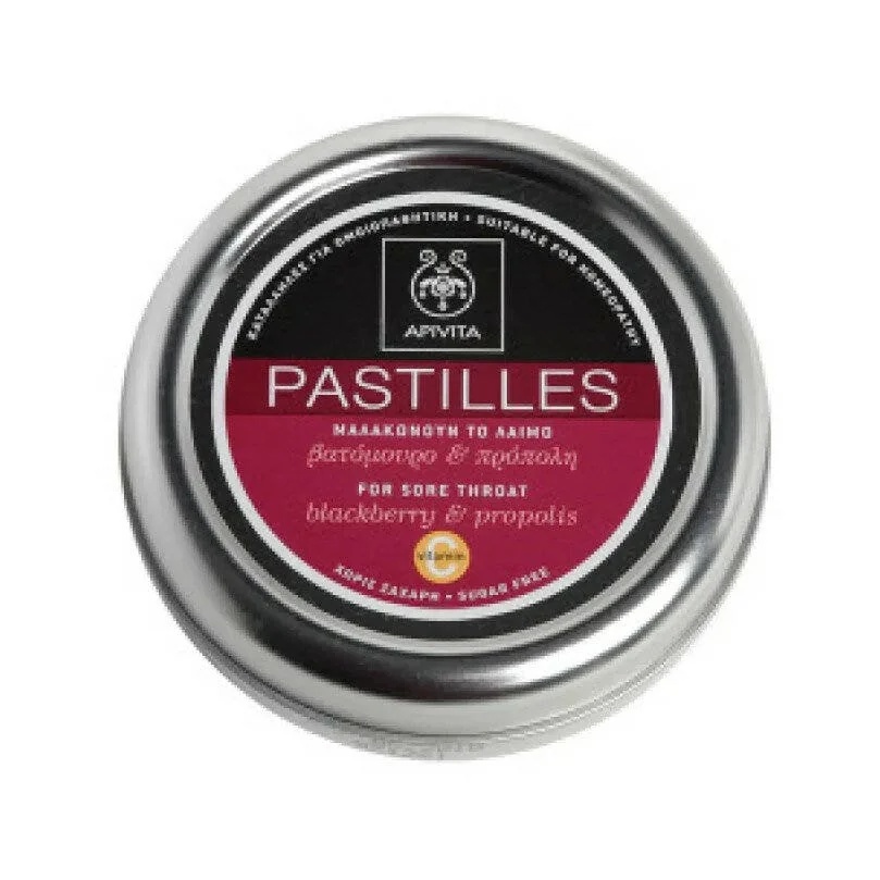 APIVITA Apivita Zuigtabletten met bramensmaak en propolis 45 g. Voedende en antioxiderende werking.
