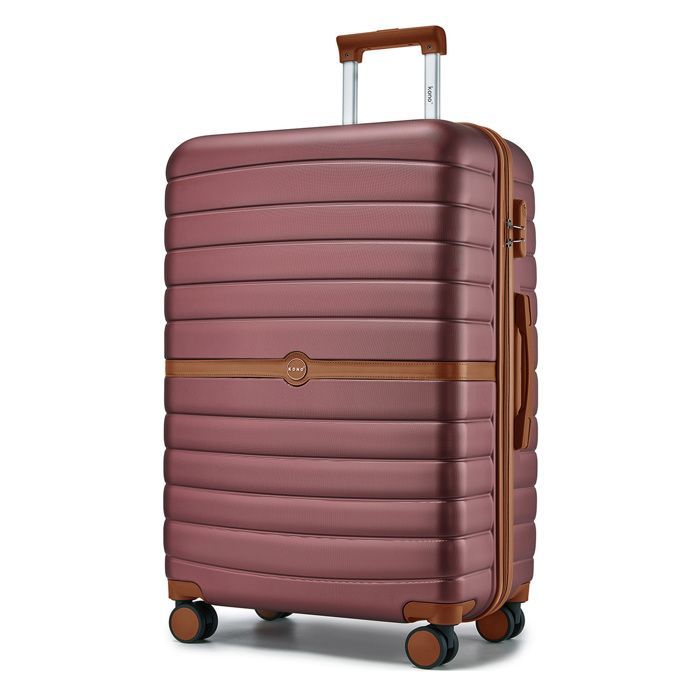 Maleta Kono mediana rígida de 66,5 x 45,5 x 25 cm, ABS+PC, con 4 ruedas y cerradura, tipo carrito de viaje, 62 L, color rojo.