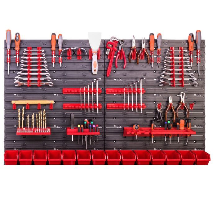 Organizador de herramientas para taller - BOTELLA - 117 x 78 cm - Plástico resistente - 14 compartimentos - Fácil montaje