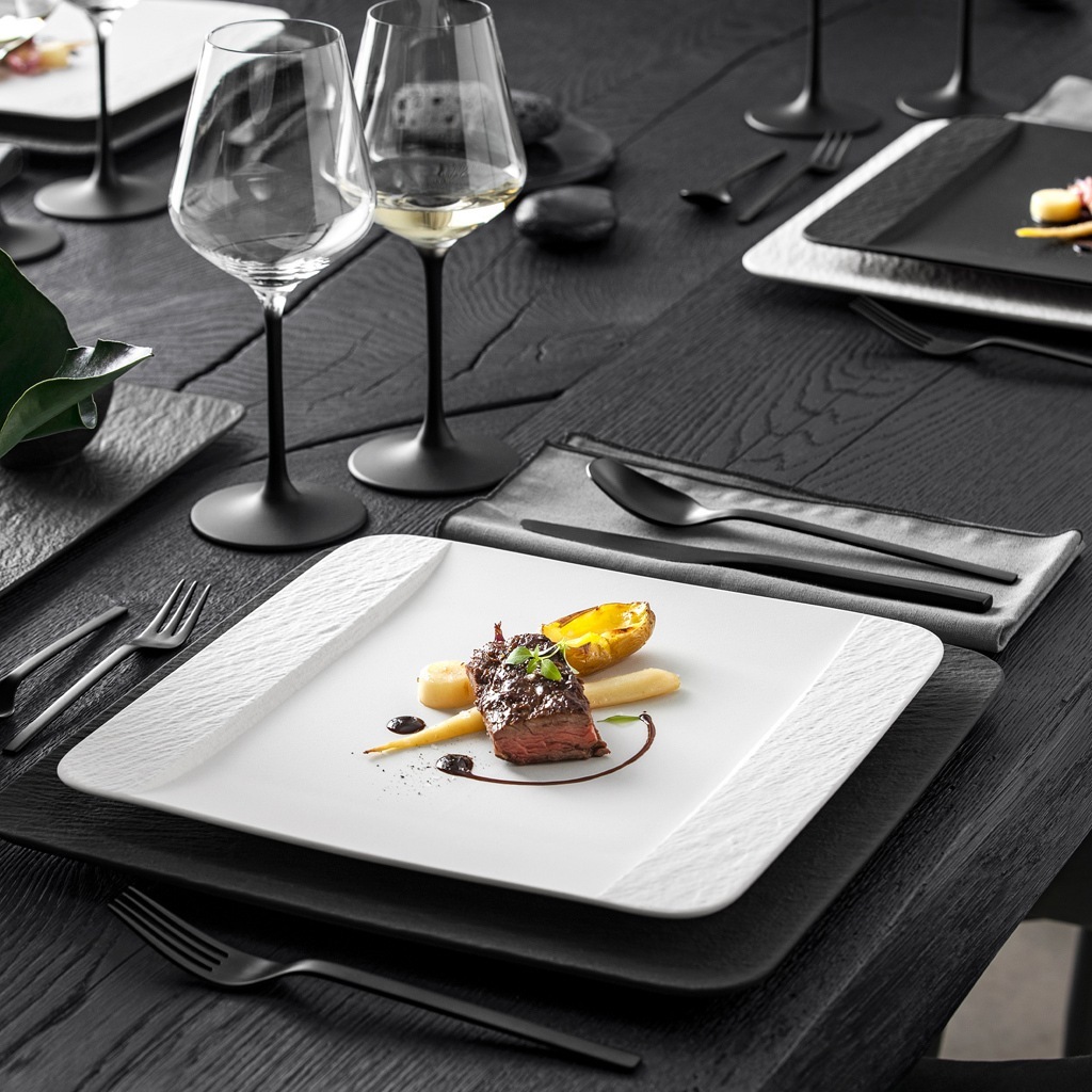Villeroy & Boch pusdienu šķīvis, kvadrātveida, Manufacture Rock Blanc - 1 gab.