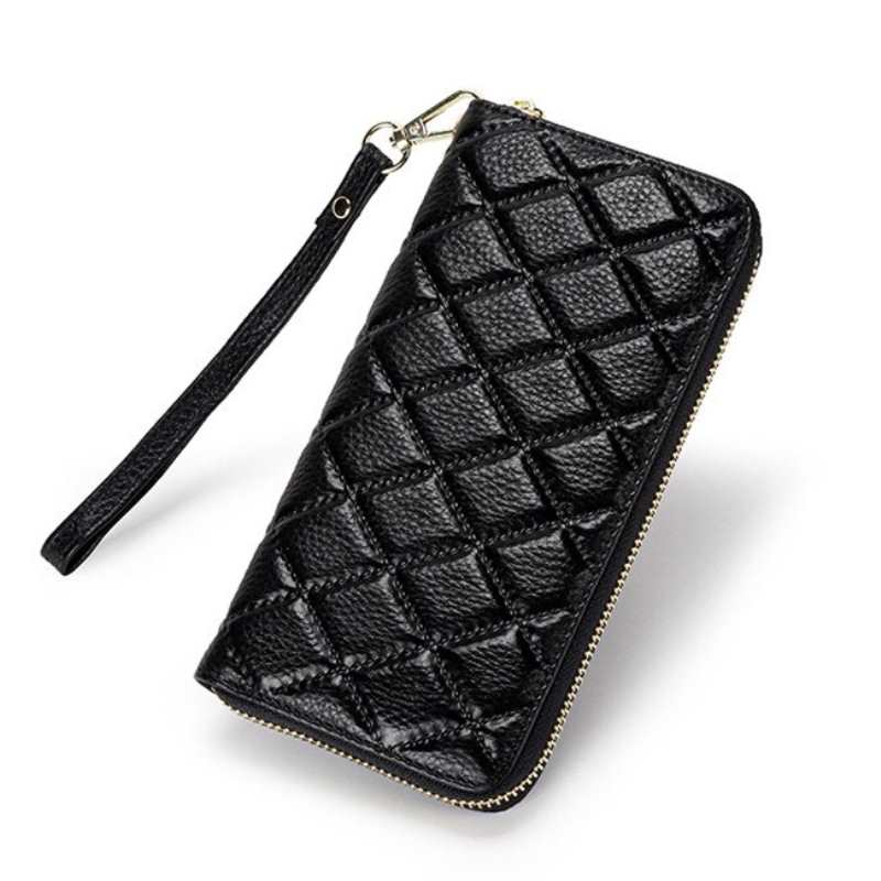 Portafoglio di lusso in vera pelle da donna, borsa per cellulare firmata, porta soldi, porta carte, pochette lunga da donna, portafoglio con diamanti