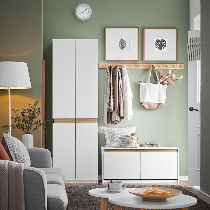 SoBuy 2-türiger Kleiderschrank mit Kleiderstange und Regalböden, Aufbewahrungsschrank für Schlafzimmer oder Flur, 61 x 30 x 192 cm, Weiß