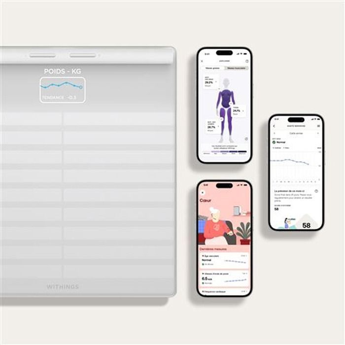 Balance Connectée - Withings - Body Scan - Blanche - Électrocardiogramme - 180 kg - 50 g de graduation