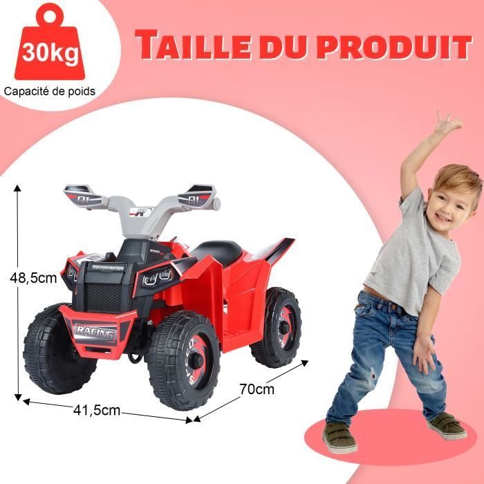 Quad eléctrico infantil HOMEMIYN - Coche de playa - Función MP3 - Suspensión en las ruedas
