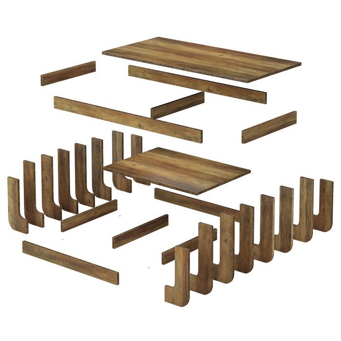Tavolino da salotto - 120 × 60 × 45 cm - legno, 2 ripiani - venatura del legno naturale - struttura a doghe - stile rustico - marrone