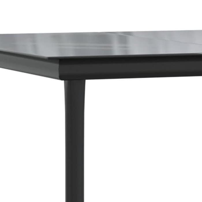 Tuineetset - BURKE - 7-delig - Zwart - Poedergecoat staal - Textilene - Tafel 160x80x74 cm