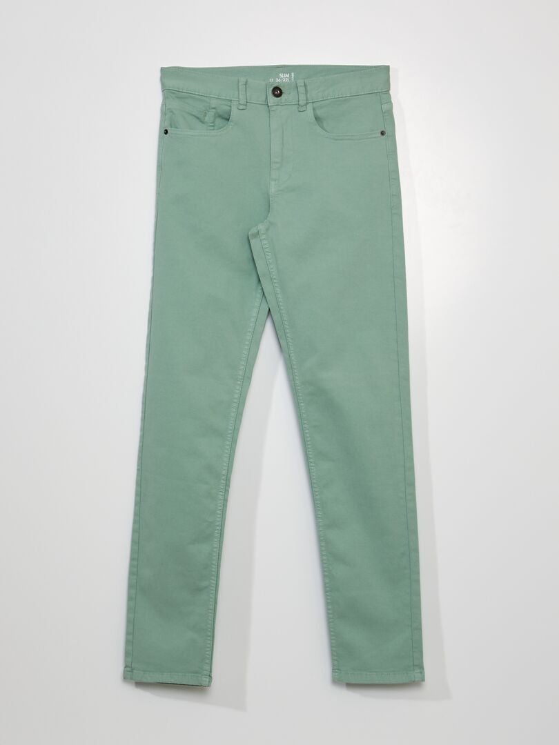 Slim fit jeans met 5 zakken - Maat L32 - GROEN
