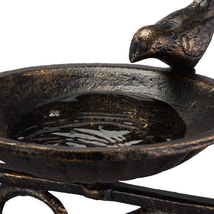 Relaxdays Abreuvoir en fonte pour mur, bain vintage , oiseaux sauvages déco jardin HxlxP: 24x28x14cm,bronze