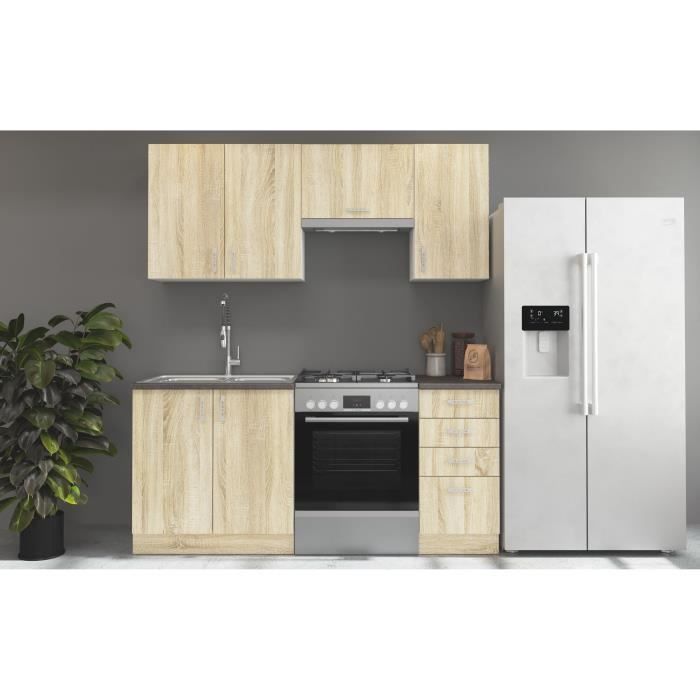 Cocina modular completa SARA - 5 elementos - Acabado roble Sonoma - Ancho 180 cm - Encimera no incluida