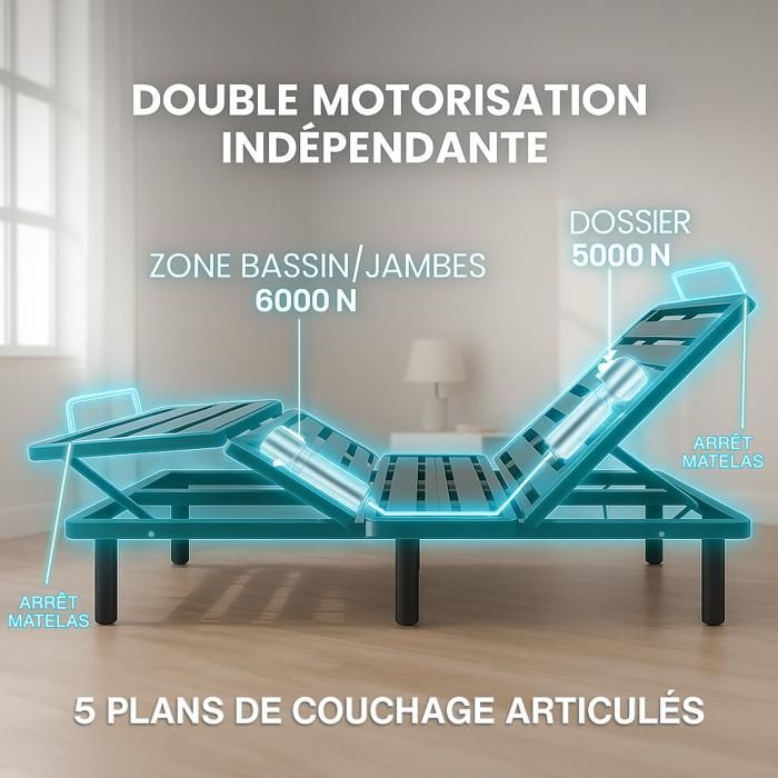 Set letto elettrico Orthoflex con materasso relax 80x200 cm.