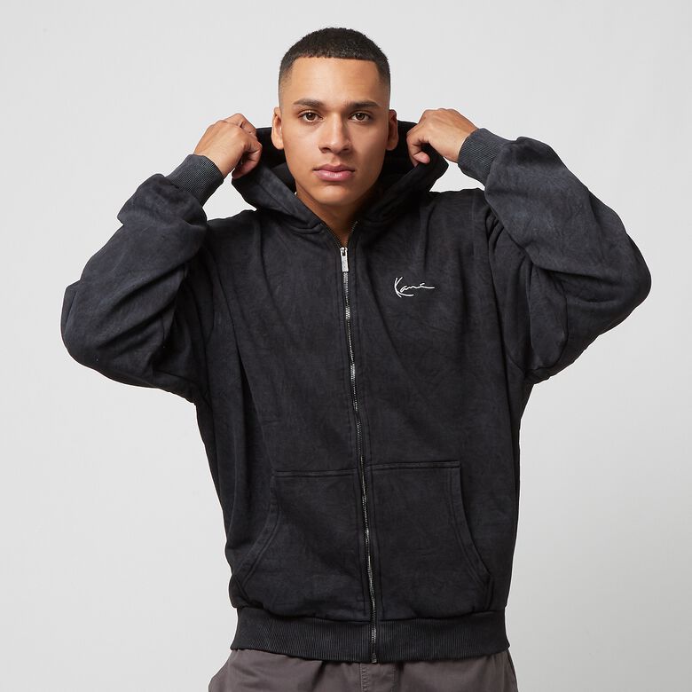 Chaqueta de chándal gruesa con cremallera completa y estampado de lobo, talla extragrande, con el logo de la marca Chest Signature.