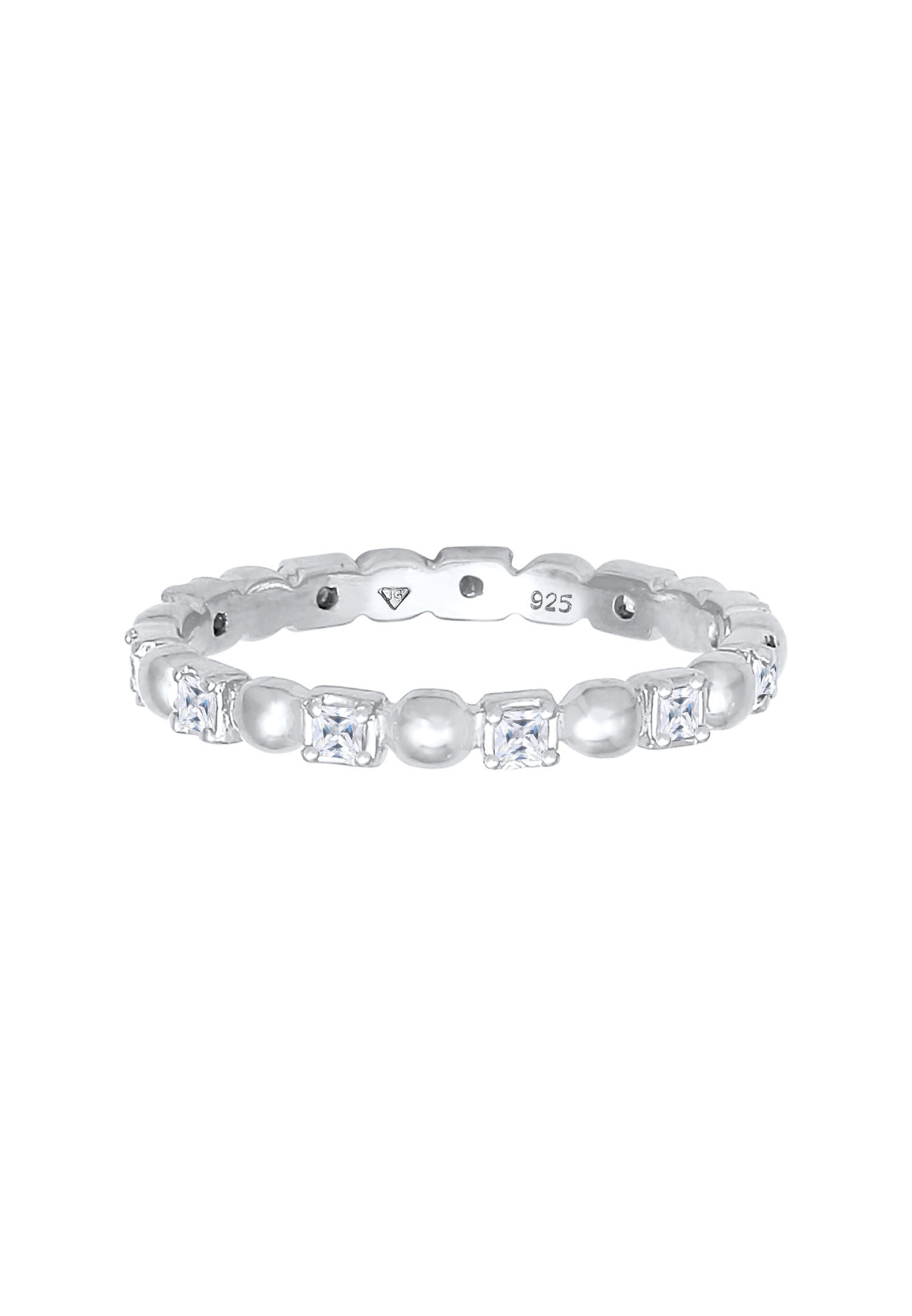 Elli Bague pour dames Boule carrée minimale avec zirconium en argent sterling 925 plaqué or