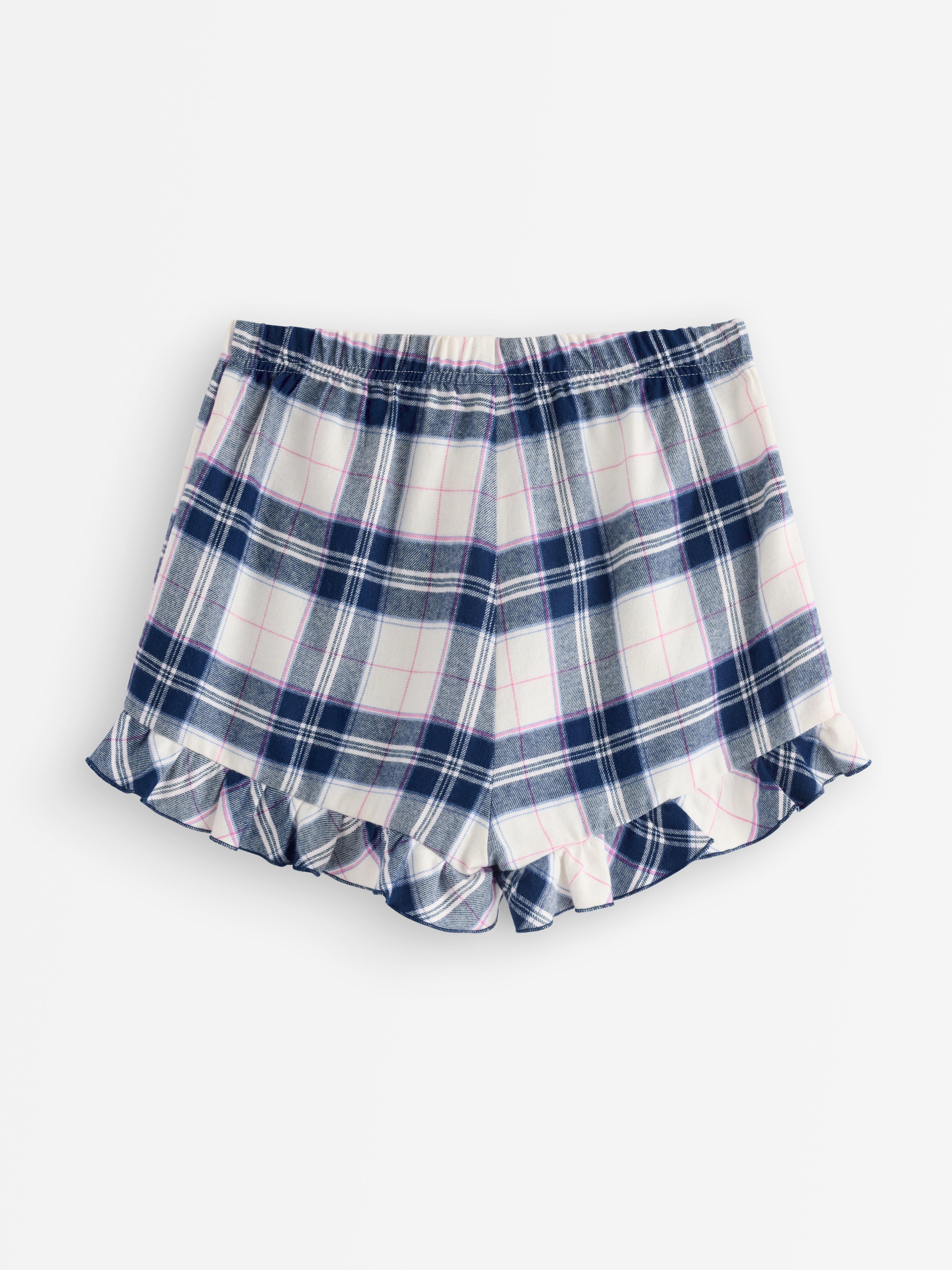 Pantalones cortos de pijama de franela azul oscuro