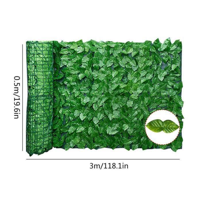 Fence panel - NAISIDIER - Artificial leaf - 300x50 cm - Green - Garden protection