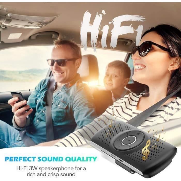 Kit vivavoce - Bluetooth 5.0 - Nero - Riconnessione automatica - Compatibile con iOS e Android
