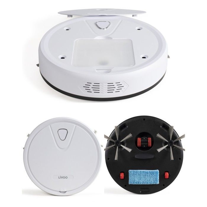 Robot aspirapolvere - LIVOO - Modello bianco - 800 Pa - 500 ml - Autonomia batteria 70 min