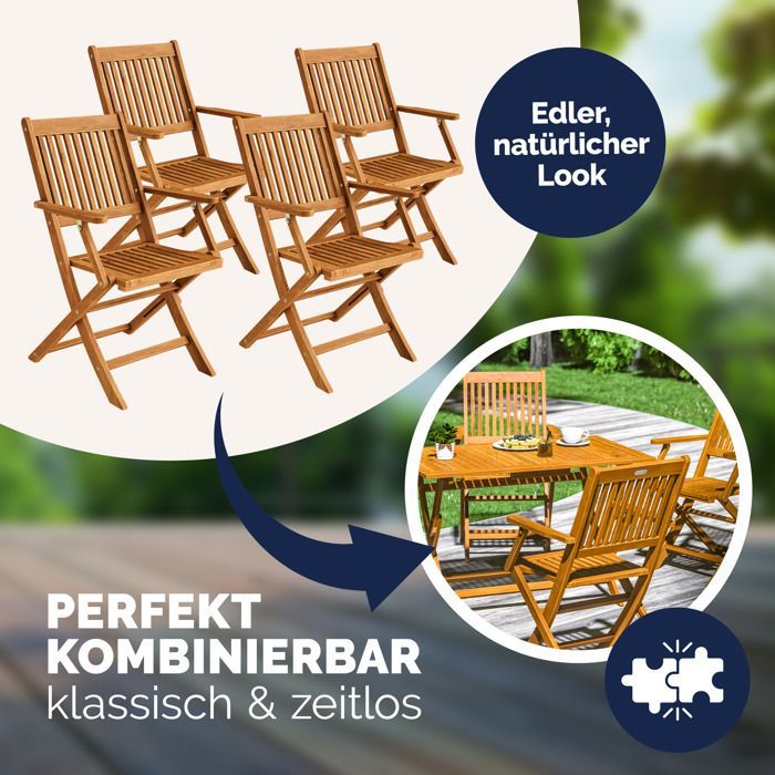 Set de 4 chaises de jardin pliantes 