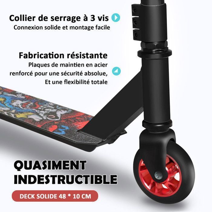 Freestyle-Scooter mit 100-mm-ABEC-9-Kugellagern, Aluminiumrahmen, robuster Freizeit-Scooter für Kinder und Jugendliche
