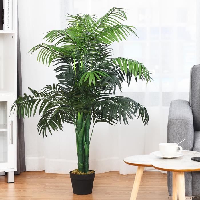 Plante Artificielle Déco. Interieur Palmier Aréca avec Pot Vert Arbre/ Fleur Artificielle pour Décoration Extérieur - H 110 cm