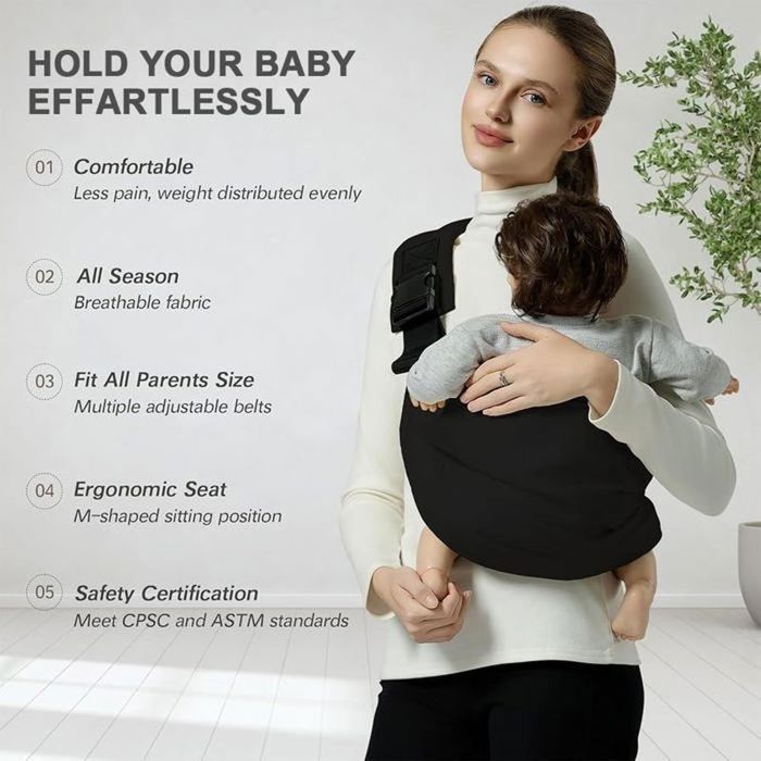 Portabebés tipo fular, portabebés portátil, portabebés para recién nacidos, porteo lateral.