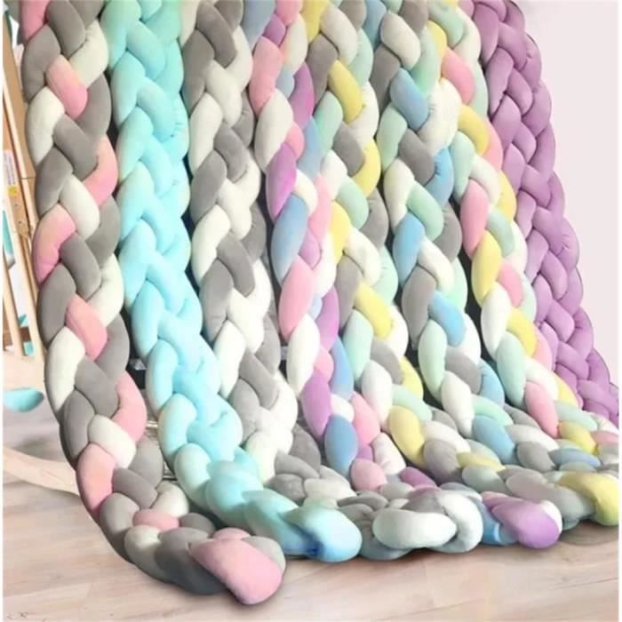 Paracolpi per culla 2M, cuscino a forma di serpente, cuscino intrecciato in velluto, protezione per neonati, rosa e bianco