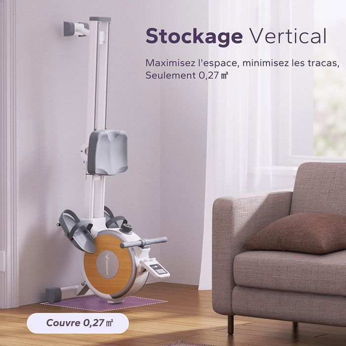 Rameur d'Appartement – MERACH - 16 Niveaux de Résistance Magnétique - Max 160 kg - Écran LCD - Compatible Kinomap – Gris clair