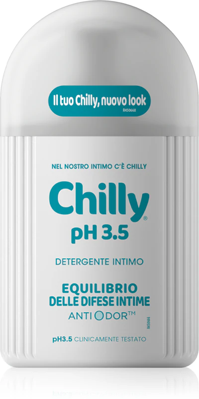Gel higiênico íntimo com pH 3,5 e efeito refrescante.