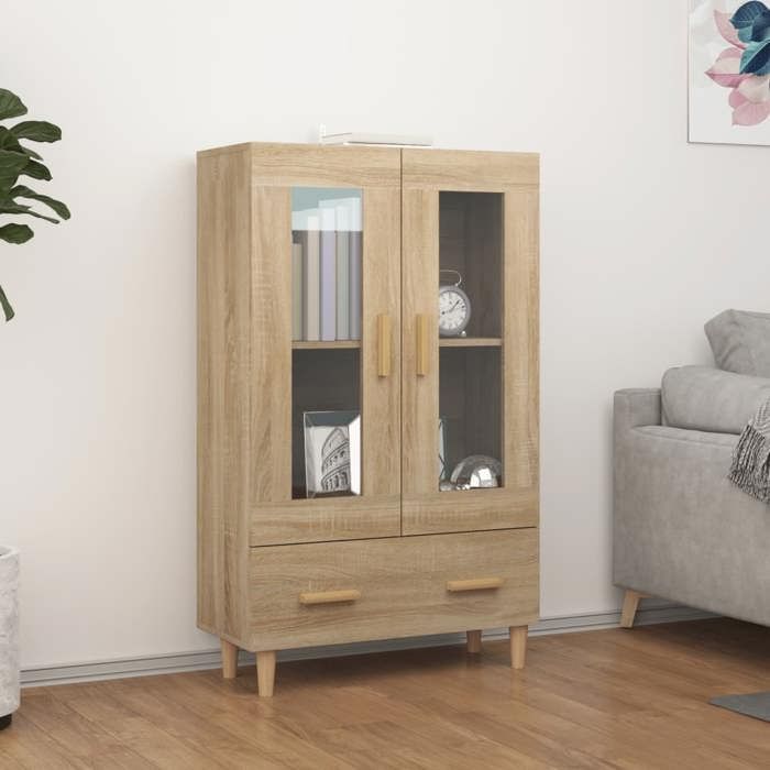 Hoge dressoir met meerdere opbergruimtes - UU - Sonoma eikenhout - 70x31x115 cm - C138 samengesteld hout
