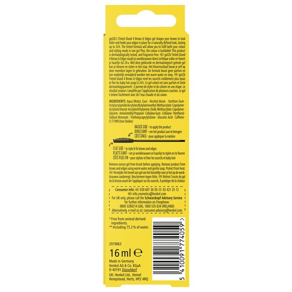 Got2b Tinted Glued Dunkelbraun bis Schwarz 4 Augenbrauen- und Kanten-Gel<br>16ml