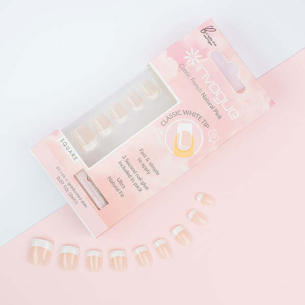 Unghie quadrate francesi rosa Invogue