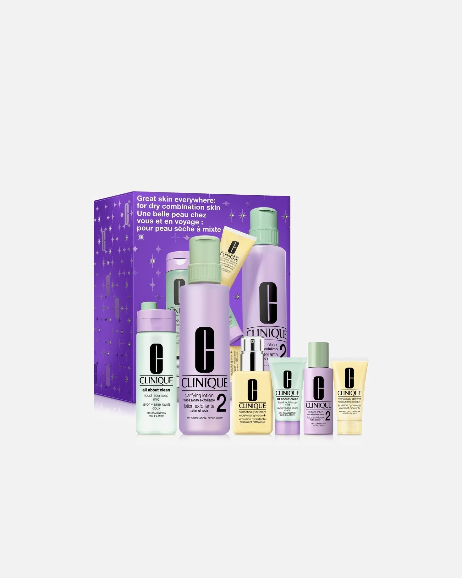 Sada Clinique Great Skin Everywhere: Pre suchú a zmiešanú pleť – 1 kus