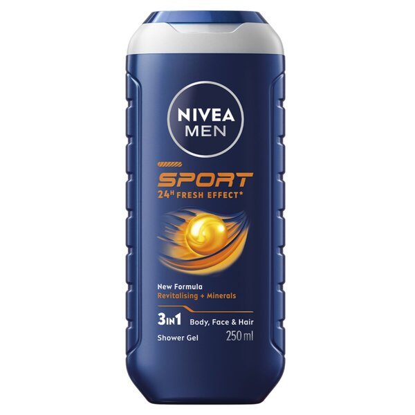 NIVEA Men Sport 24H Fresh Effect 3 viename dušo želė<br>250ml - Normaliai odai