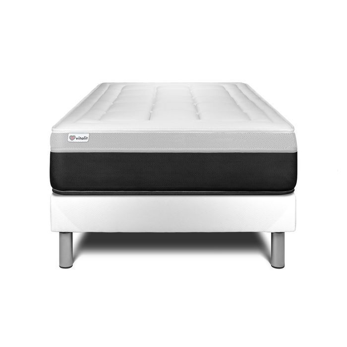 Mattress and bed base set 90x200 cm - White bed base (assembly required) - Vital Form White