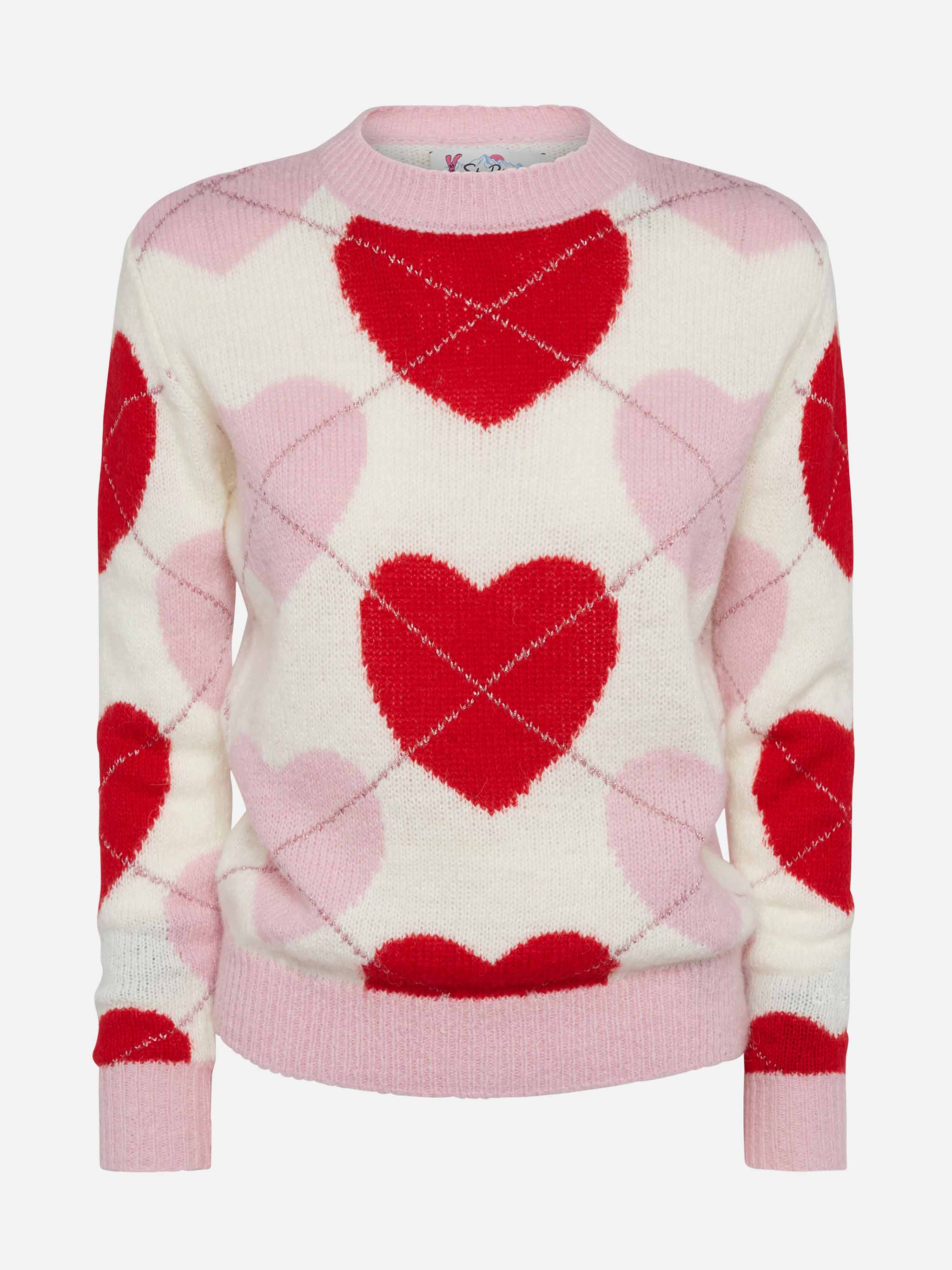 Maglione girocollo da donna morbido Queen Nordic Soft con cuore jacqua