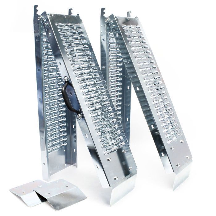 2 rampas de carga plegables de acero galvanizado para motocicletas, ATV, quads, barandillas de protección contra colisiones, 160 x 22,5 cm, 400 kg - 30323