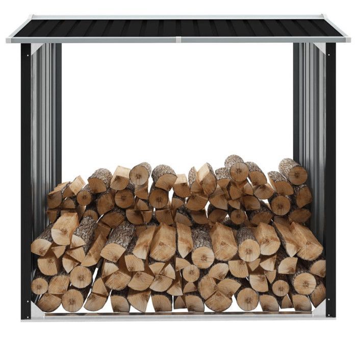 Caseta de almacenamiento de madera de acero galvanizado, 172x91x154cm, color antracita.