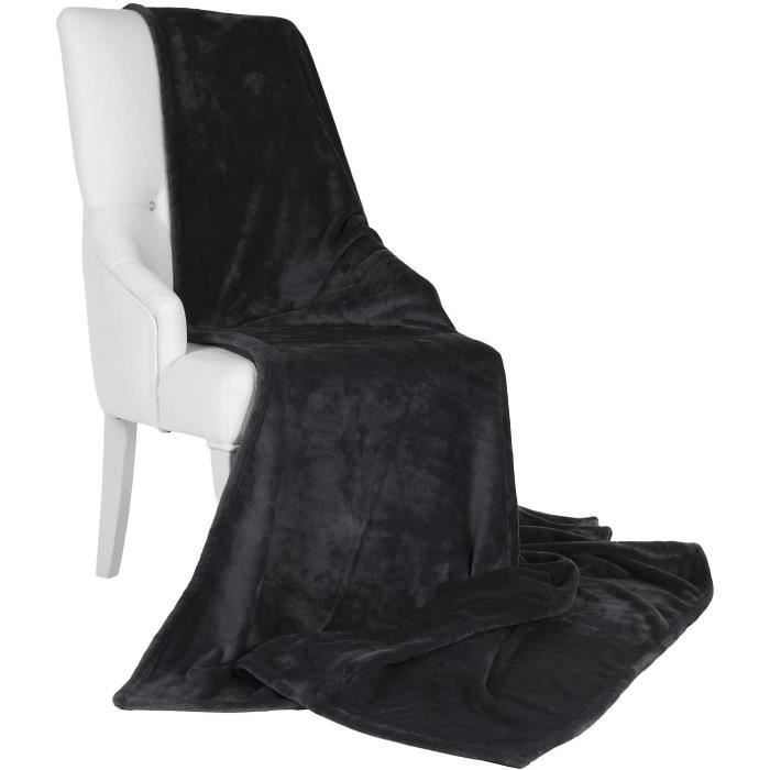 Manta de lã preta Beautissu Aurelia 150x200cm, colcha de microfibra confortável, manta macia para sofá.