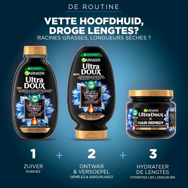 Garnier Ultra Doux šampon z magnetnim ogljem 300 ml