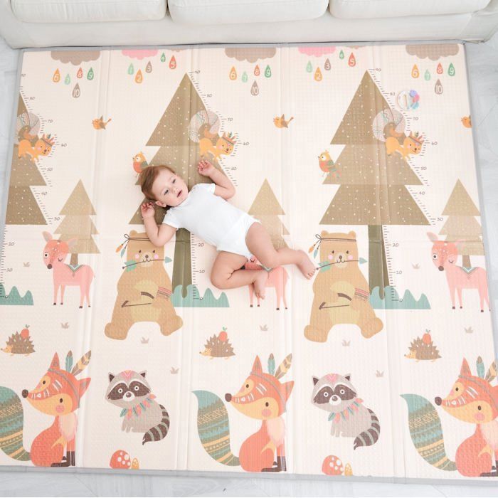 Tapis d'éveil pliable réversible et imperméable - 180x150x1cm | Tapis de jeu enfant en mousse - INDIANS | SUPERBE BEBE