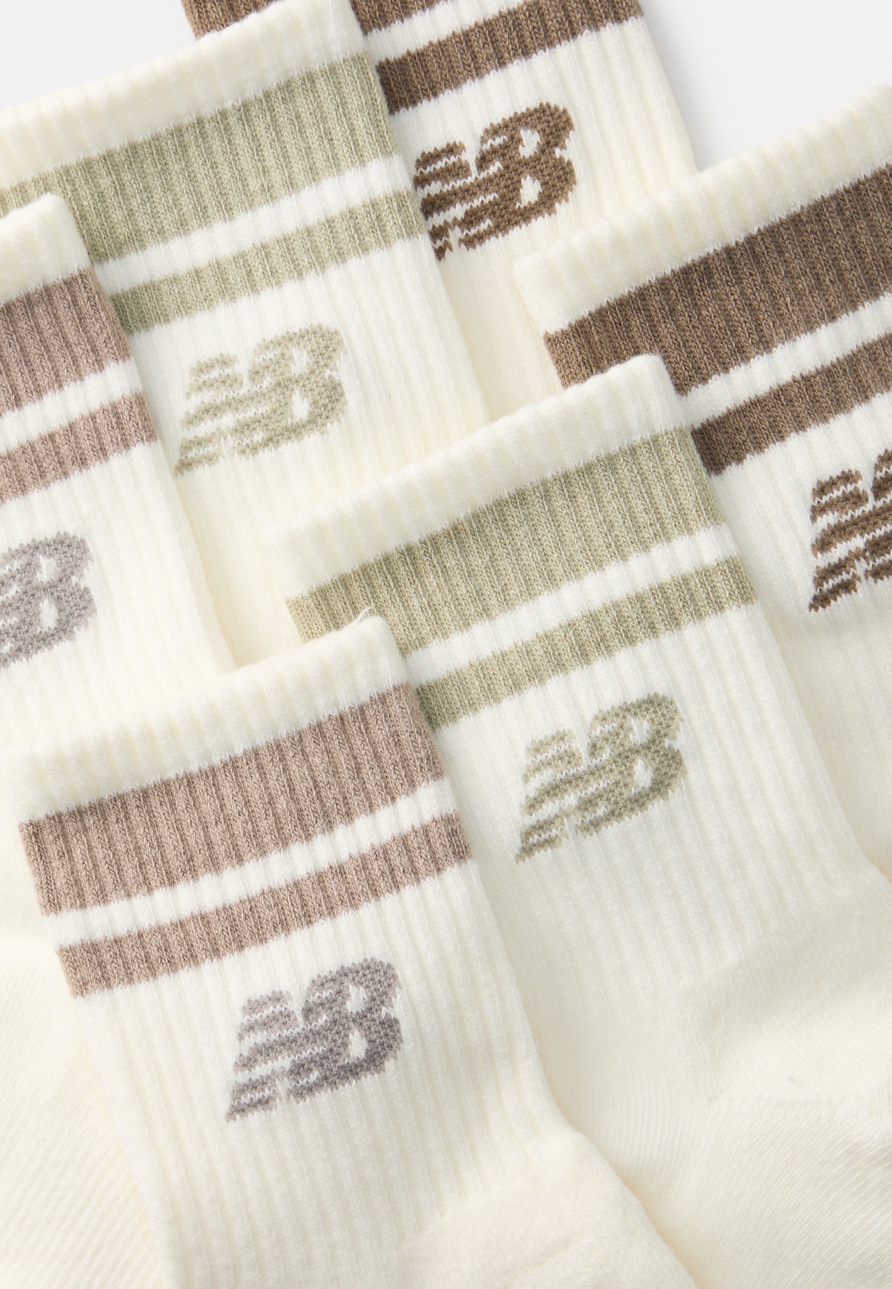 Lot de 6 paires de chaussettes New Balance KIDS EVERYDAY STRIPE SEASONAL MIDCULF UNISEX - couleur sable