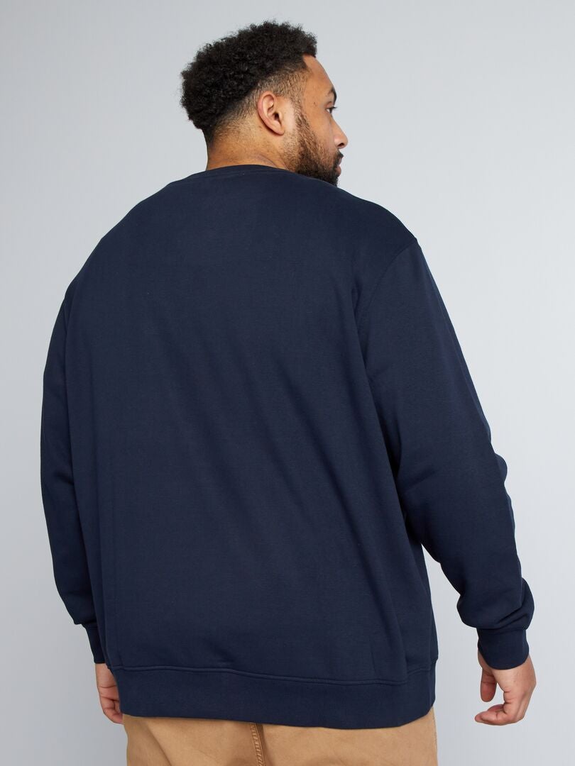 Sweatshirt met ronde hals van fleecestof - BLAUW