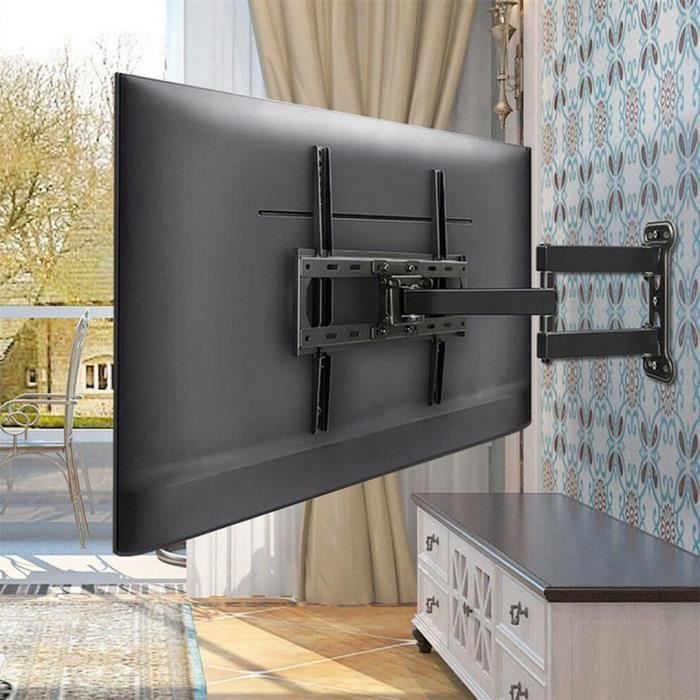 UNHO Support Mural TV pour écrans 26-55 Pouces Fixation TV Murale Inclinable et Orientable Max. VESA 400x400mm